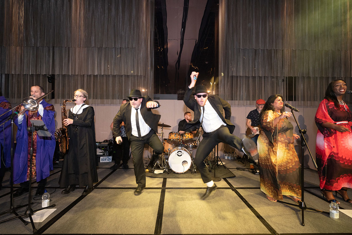 The full theatre showband performing with brass and featured soul vocalists