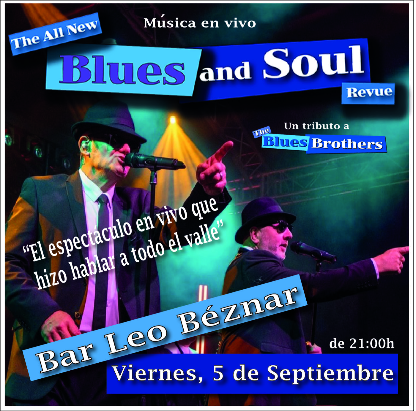 Spanish promotional poster for The All New Blues and Soul Revue at Bar Leo